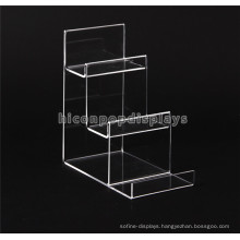 Leather Store Durable Tabletop Acrylic Material Handmade 3 Step Clutch Bag And Wallet Display Rack